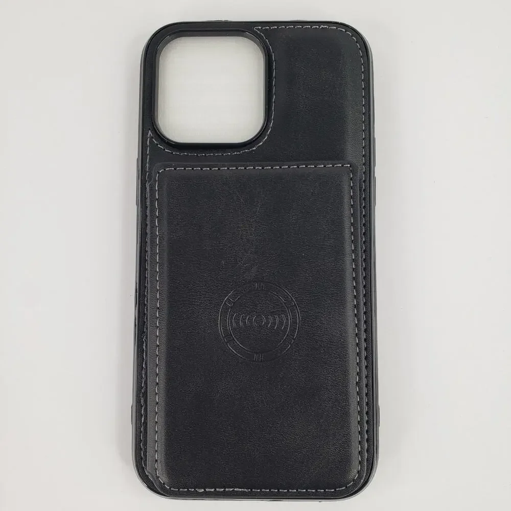 iPhone 14 Plus Black Case & Screen Protector with Wallet ID Card Holder